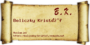 Beliczky Kristóf névjegykártya